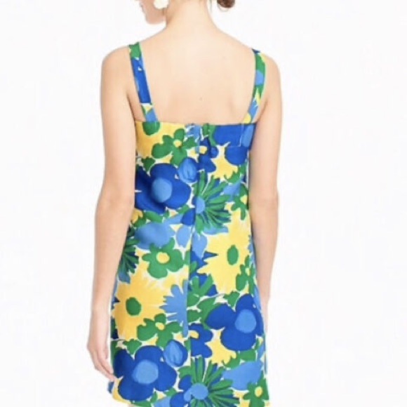 J. Crew Style G4055 Morning Floral Green Blue Sleeveless Shift Dress - Picture 7 of 7